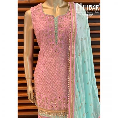 Mauvish Pink Silk Garara Suit