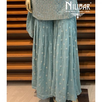 Powder Blue Georgette Sharara Suit