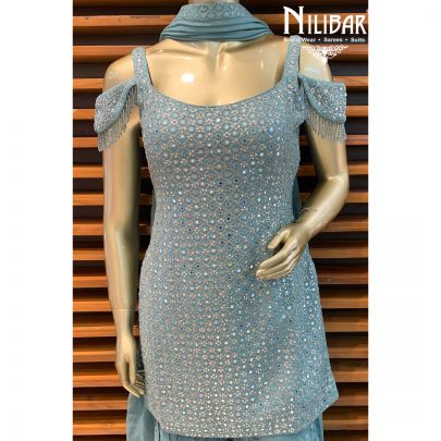 Powder Blue Georgette Sharara Suit