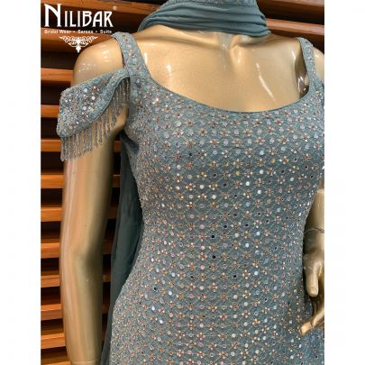 Powder Blue Georgette Sharara Suit