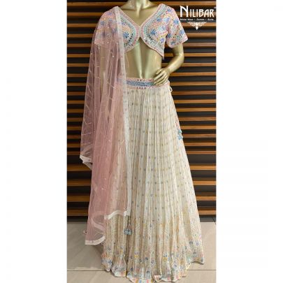White Georgette Lehenga Set