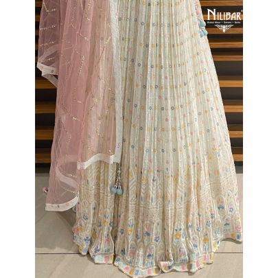 White Georgette Lehenga Set