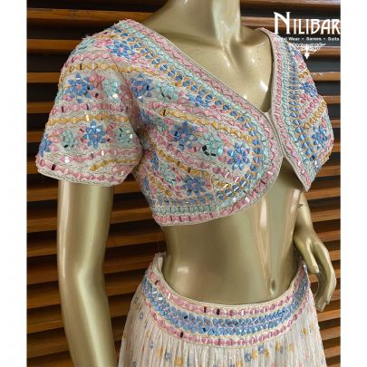 White Georgette Lehenga Set