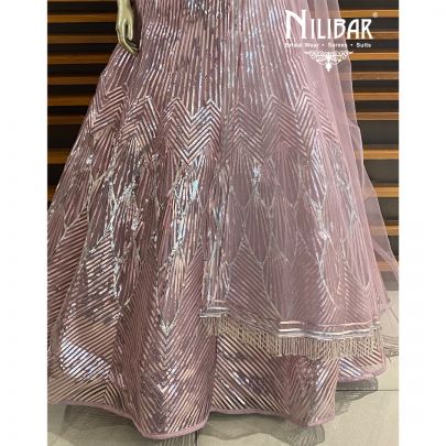 Onion Pink Net Lehenga Set