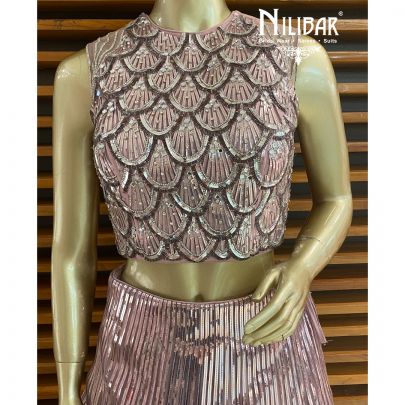 Onion Pink Net Lehenga Set