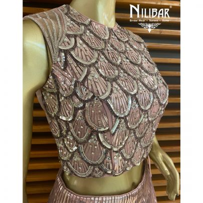 Onion Pink Net Lehenga Set