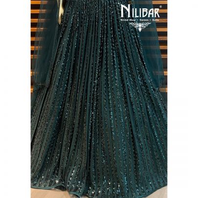 Bottle Green Net Lehenga Set