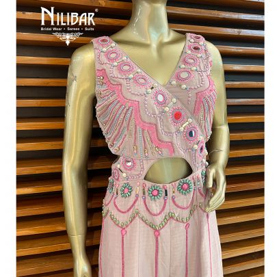 Flamingo Pink Semi Silk Jumpsuit