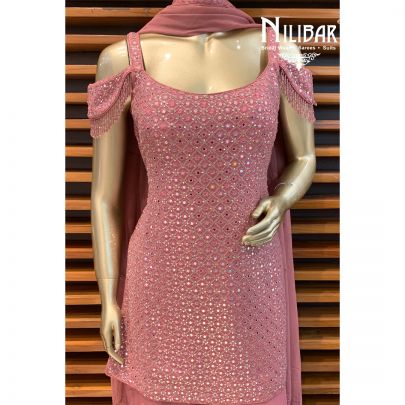 Onion Pink Georgette Sharara Suit