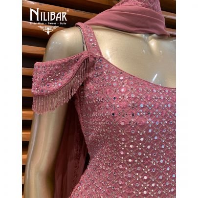Onion Pink Georgette Sharara Suit