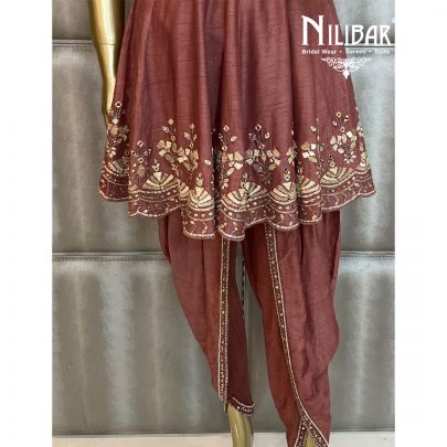 China Pink Silk Dhoti Suit