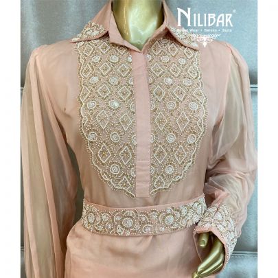 Flamingo Pink Organza Palazzo Suit