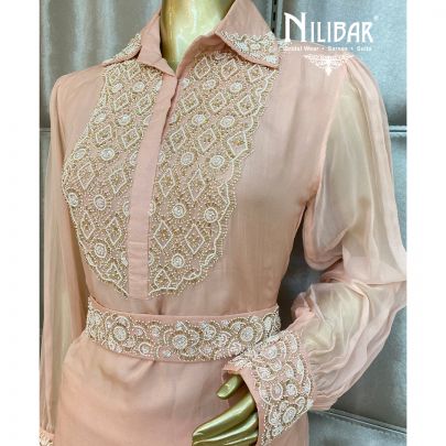 Flamingo Pink Organza Palazzo Suit
