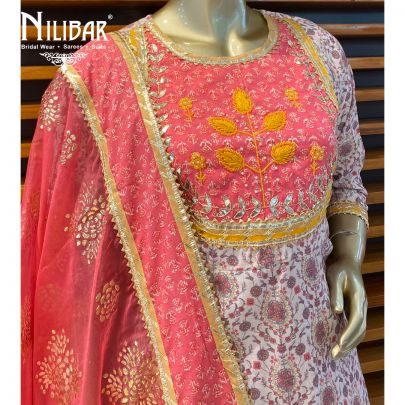 White Pink Cotton Sharara Suit