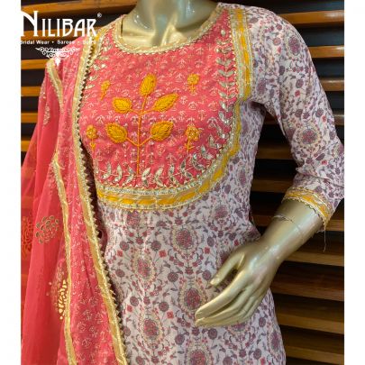White Pink Cotton Sharara Suit