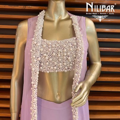 Lavender Georgette Indo Western Co-ord Set