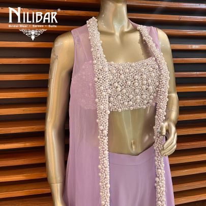 Lavender Georgette Indo Western Co-ord Set