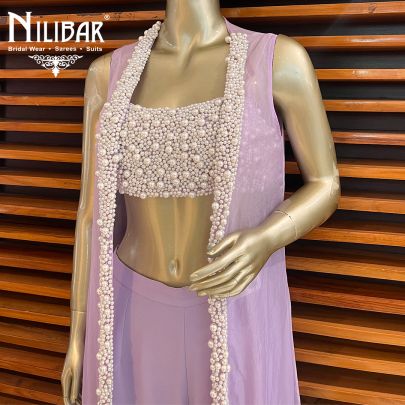 Lavender Georgette Indo Western Co-ord Set