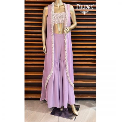 Lavender Georgette Indo Western Co-ord Set