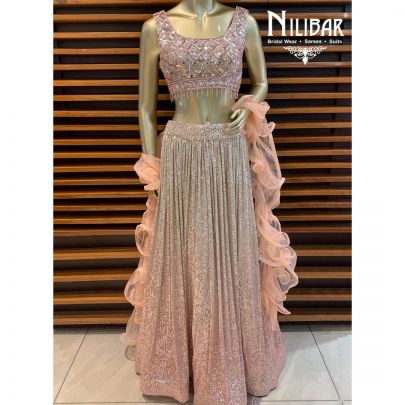 Peach Net Lehenga