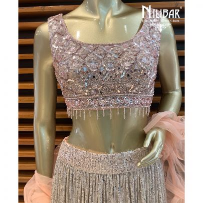 Peach Net Lehenga