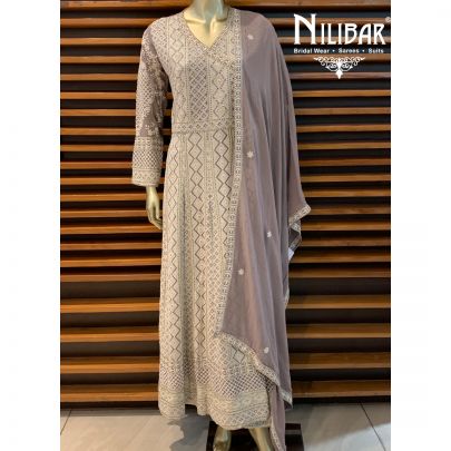 Mauve Chikankari Anarkali