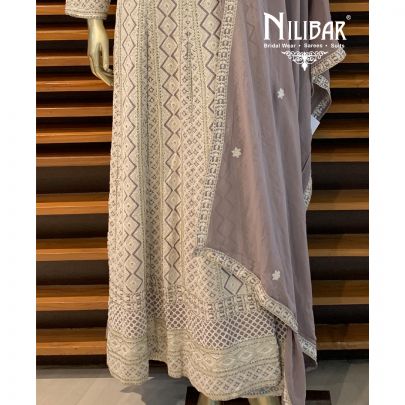 Mauve Chikankari Anarkali