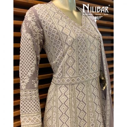 Mauve Chikankari Anarkali
