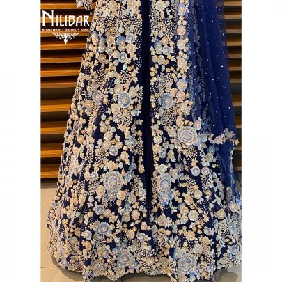 Berry Blue Net  Jacket style Lehenga