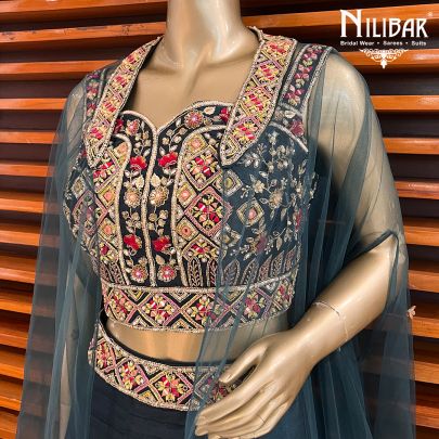 Dark Green Silk and Net Indo western Co-ords set