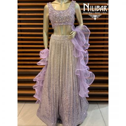 Lilac Net Lehenga