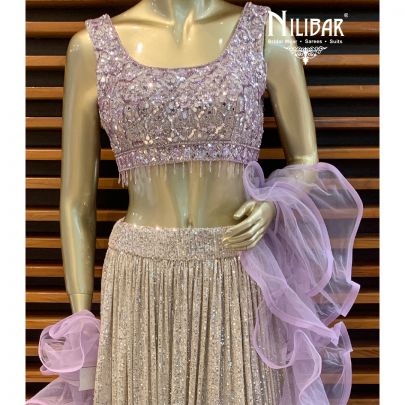 Lilac Net Lehenga