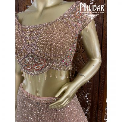 Powder Pink Net Reception Lehenga