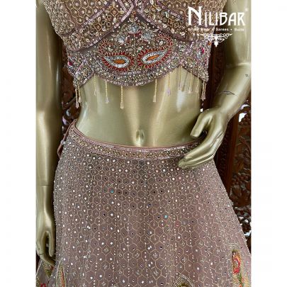 Powder Pink Net Reception Lehenga