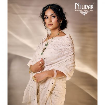 White Georgette Chikankari Saree