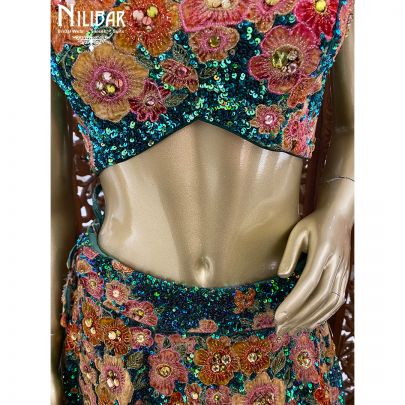 Dark Green Micro Velvet Reception Lehenga