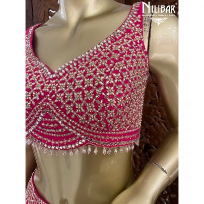 Magenta Pink Silk Reception Lehenga