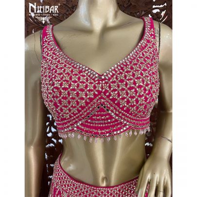 Magenta Pink Silk Reception Lehenga