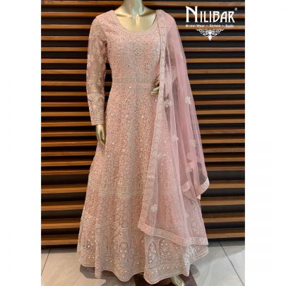 Pastel Pink Net Anarkali