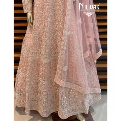 Pastel Pink Net Anarkali