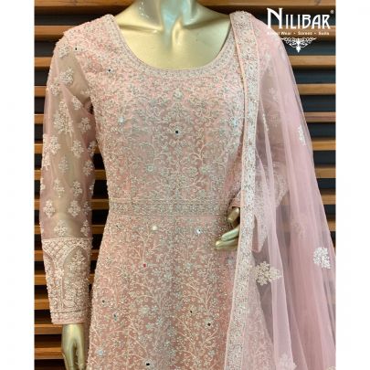 Pastel Pink Net Anarkali