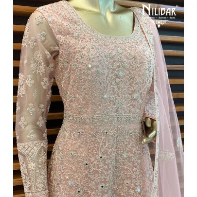 Pastel Pink Net Anarkali
