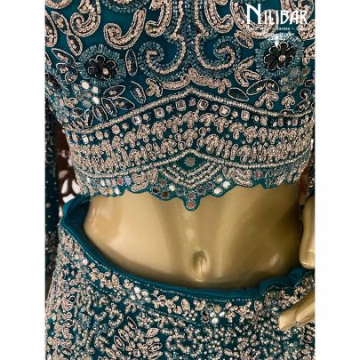 Ocean Blue Net Reception Lehenga