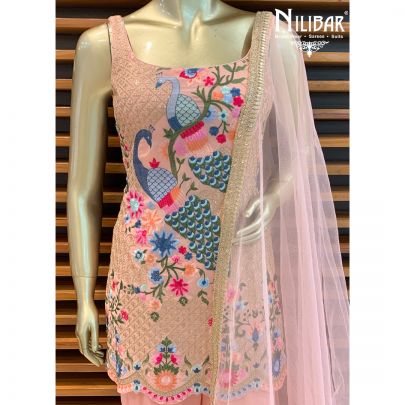 Salmon Peach Georgette Sharara Suit