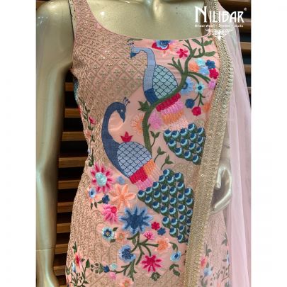 Salmon Peach Georgette Sharara Suit