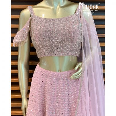 Fuscia Pink Net Lehenga