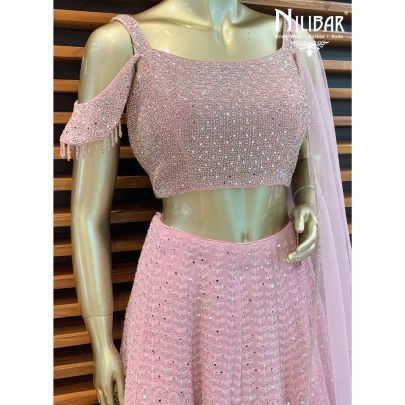 Fuscia Pink Net Lehenga