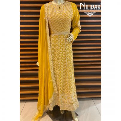 Canary Yellow Georgette Anarkali Suit