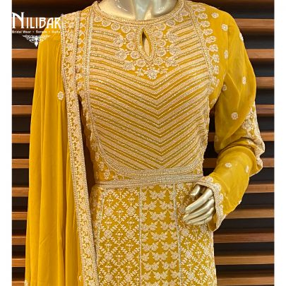 Canary Yellow Georgette Anarkali Suit