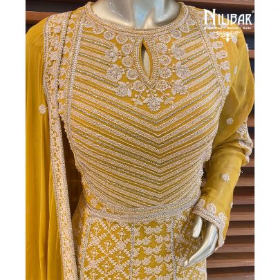 Canary Yellow Georgette Anarkali Suit